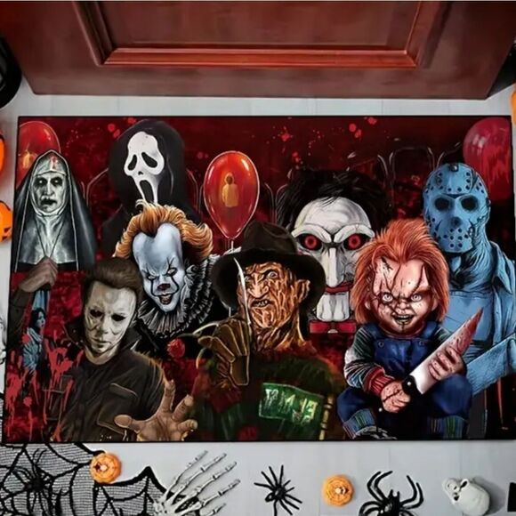 NWT Horror Movie Scary Characters Rug Door Mat 16" x 24" - Picture 1 of 2